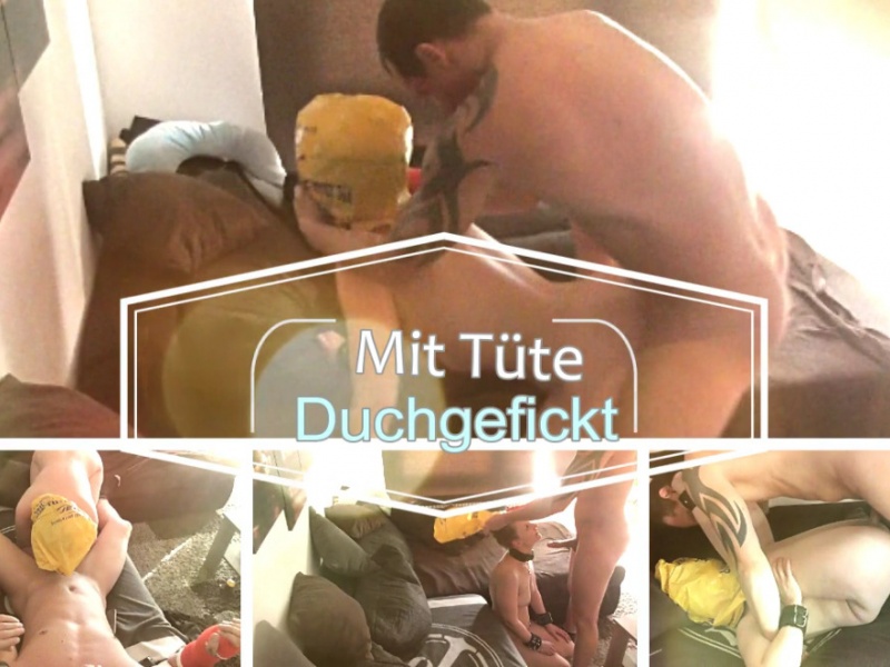 Mit Tüte auf dem kopf wird die kleine Schlampe durch gefickt